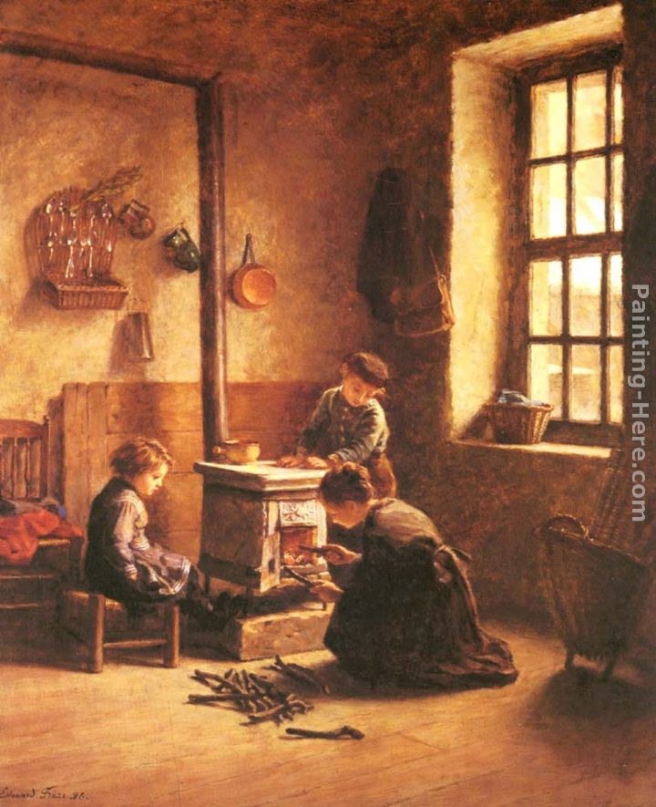 Edouard Frere Lighting the Stove